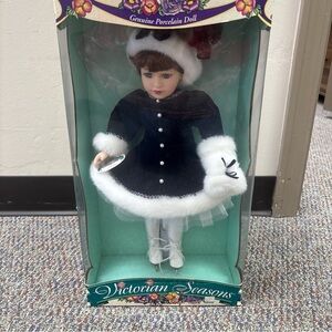 1998 BK Collector 17" Victorian Seasons NEW Porcelain Doll Ice Skates COA &STAND
